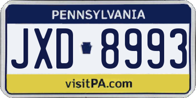 PA license plate JXD8993