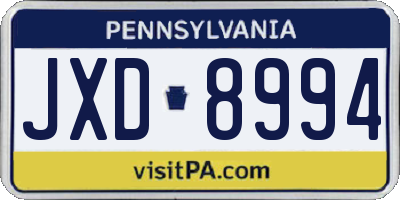 PA license plate JXD8994