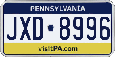 PA license plate JXD8996