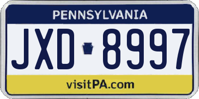 PA license plate JXD8997