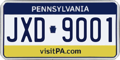 PA license plate JXD9001