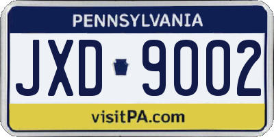 PA license plate JXD9002
