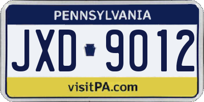 PA license plate JXD9012