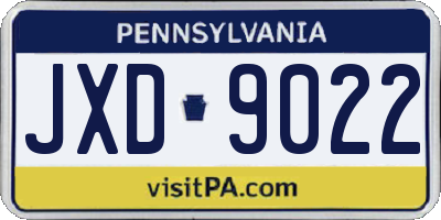 PA license plate JXD9022