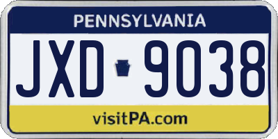 PA license plate JXD9038