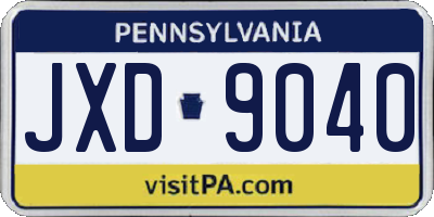 PA license plate JXD9040
