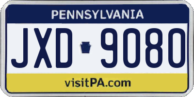 PA license plate JXD9080