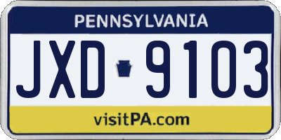 PA license plate JXD9103