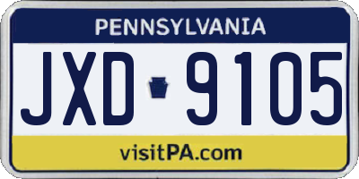 PA license plate JXD9105