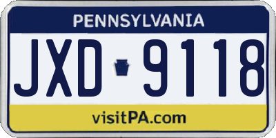 PA license plate JXD9118