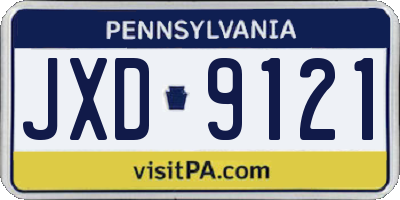 PA license plate JXD9121