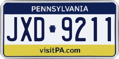 PA license plate JXD9211