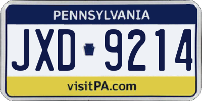PA license plate JXD9214