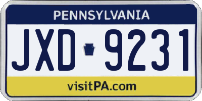 PA license plate JXD9231