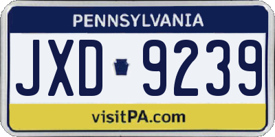 PA license plate JXD9239