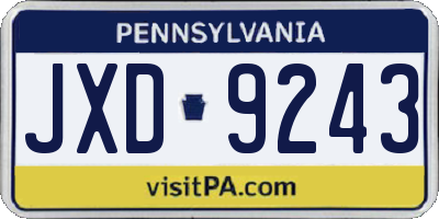 PA license plate JXD9243