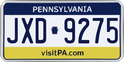 PA license plate JXD9275