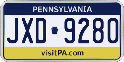 PA license plate JXD9280
