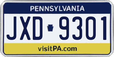 PA license plate JXD9301