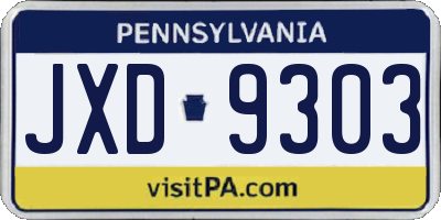 PA license plate JXD9303