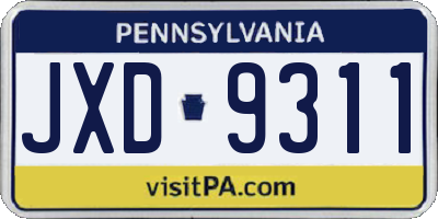 PA license plate JXD9311
