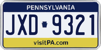 PA license plate JXD9321