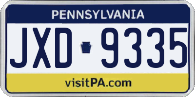 PA license plate JXD9335