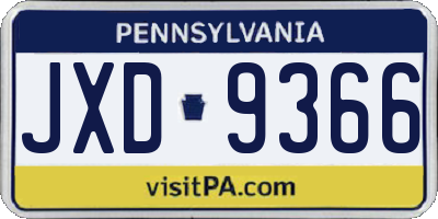 PA license plate JXD9366