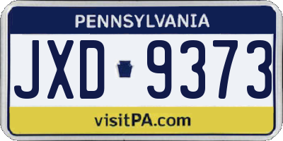 PA license plate JXD9373