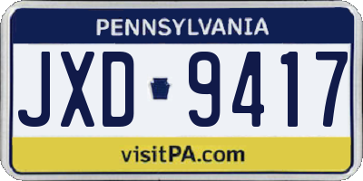 PA license plate JXD9417
