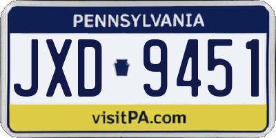 PA license plate JXD9451