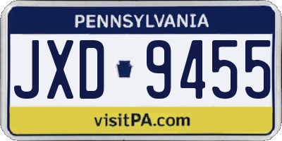 PA license plate JXD9455