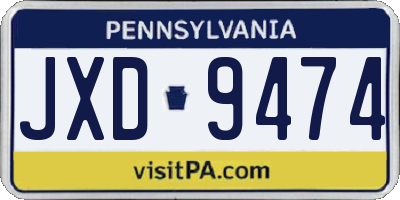 PA license plate JXD9474