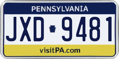 PA license plate JXD9481