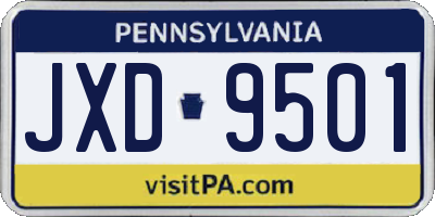 PA license plate JXD9501