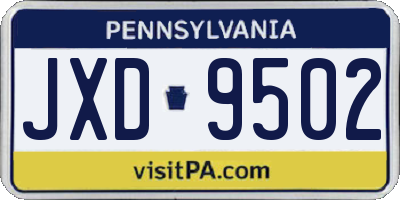 PA license plate JXD9502