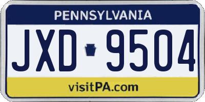 PA license plate JXD9504