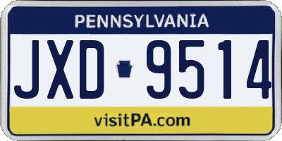 PA license plate JXD9514