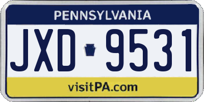 PA license plate JXD9531