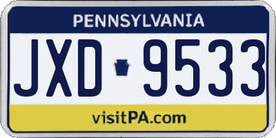 PA license plate JXD9533