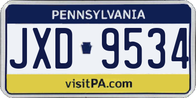 PA license plate JXD9534