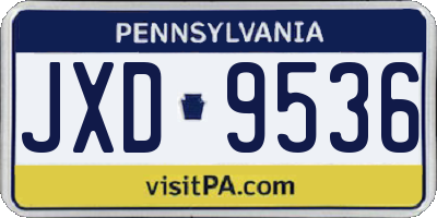 PA license plate JXD9536