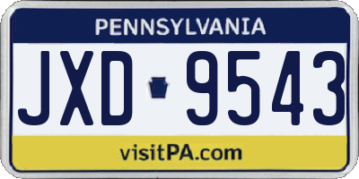 PA license plate JXD9543