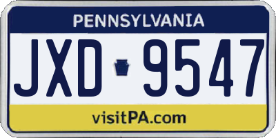 PA license plate JXD9547