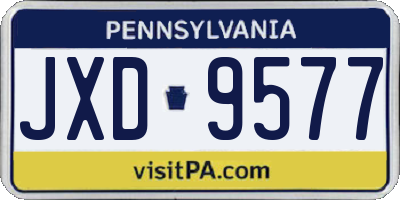 PA license plate JXD9577