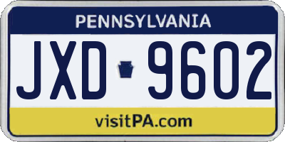 PA license plate JXD9602