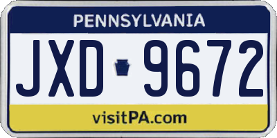 PA license plate JXD9672