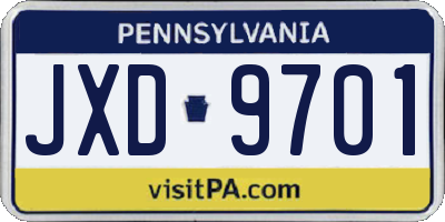 PA license plate JXD9701