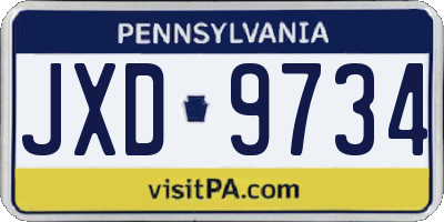 PA license plate JXD9734