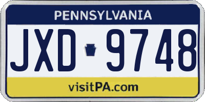 PA license plate JXD9748